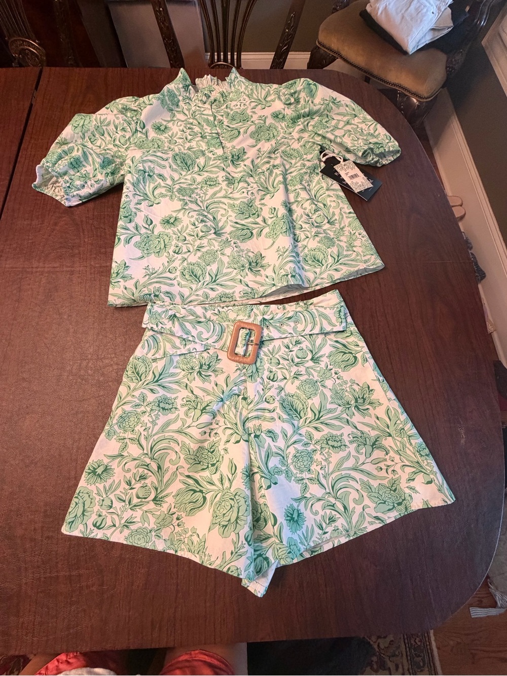 Hyacinth House Green and White Matching Set